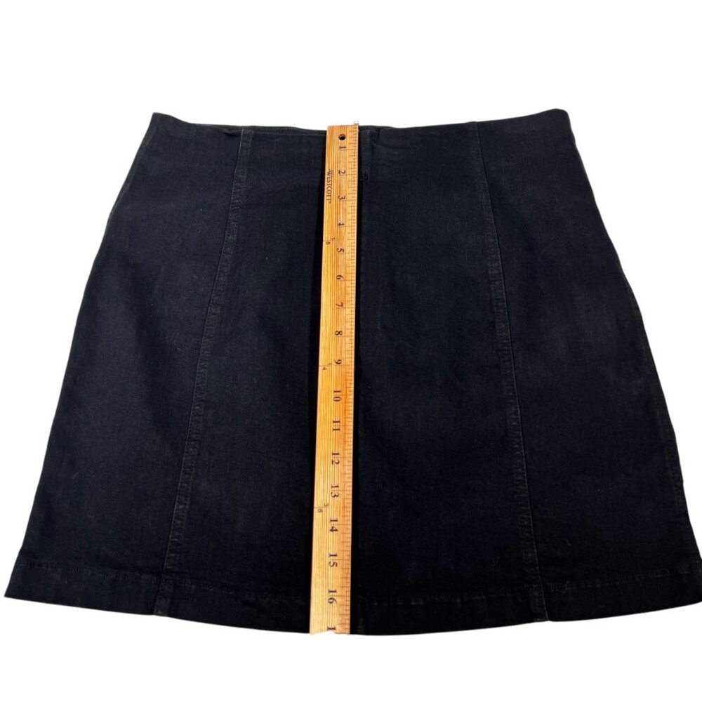 NWT Parker Womens Black Back Zip Denim Mini Stretch Skirt Size Large - Picture 9 of 9
